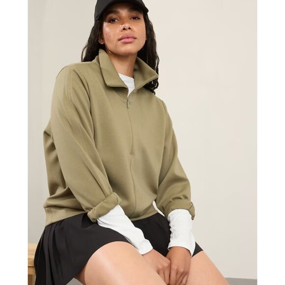 Athleta S Allure 1/4 Zip Sweatshirt Small Olive Branch Green - Picture 6 of 6